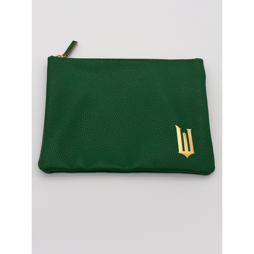 Wicked The Musical Green Pebbled Faux Leather Zipper Clutch Bag Gold W Logo